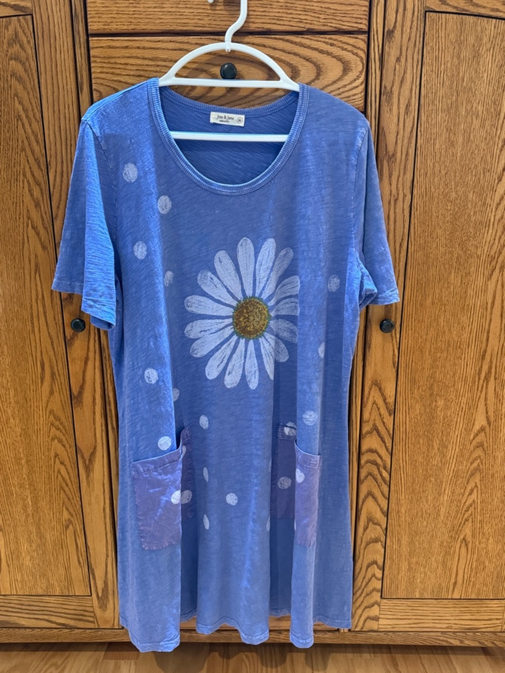 Blue Daisy Pocket T-Shirt Dress